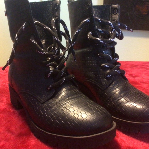 Bottero black leather croc look boots eur size 37 - Picture 2 of 5